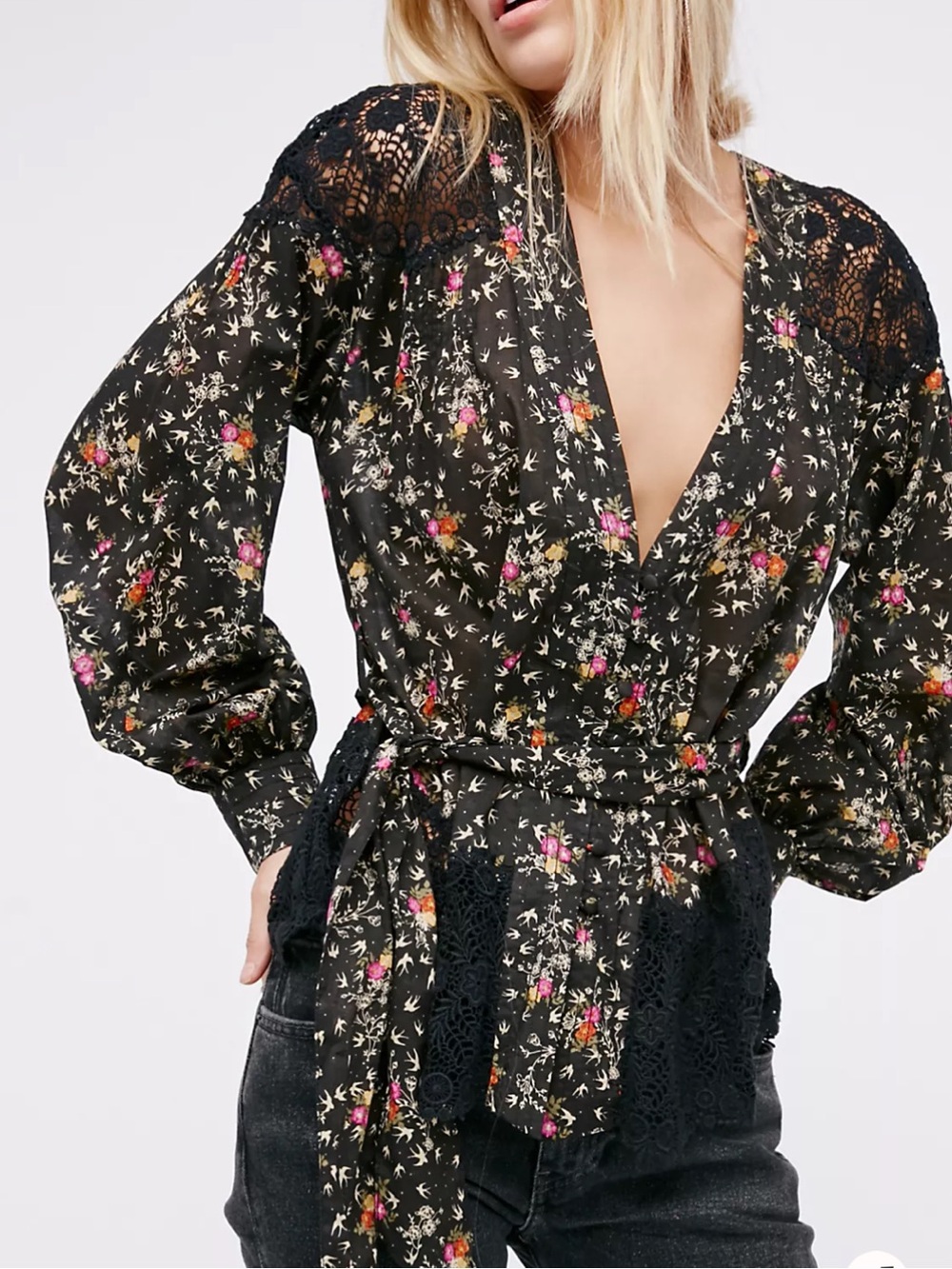 Free People Intimates One Dance Printed Bed Jacket